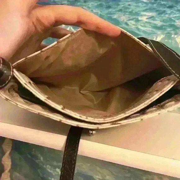 Crocodile Embossed Italian Calfskin Leather Brown Alice Crossbody - Picture 10 of 14